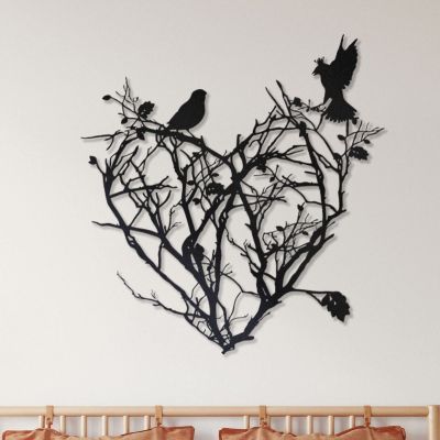 Bird Wall Decor, Heart Wall Art, Tree of Life Metal Wall Art, Metal Wall Decor, Metal Heart Wall Decor, Metal Bird Wall Art, Tree with Birds Metal Art (27"x27" / 69x69 cm)
