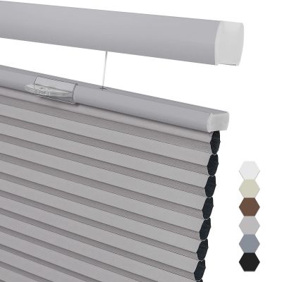 Pasoun Cordless Top Down Bottom Up Window Blinds, Blackout Blinds for Indoor Windows, Single Cell Honeycomb Blind & Shade for Home Kitchen Bedroom (20" W x 48" H, Grey, Grey Valance)