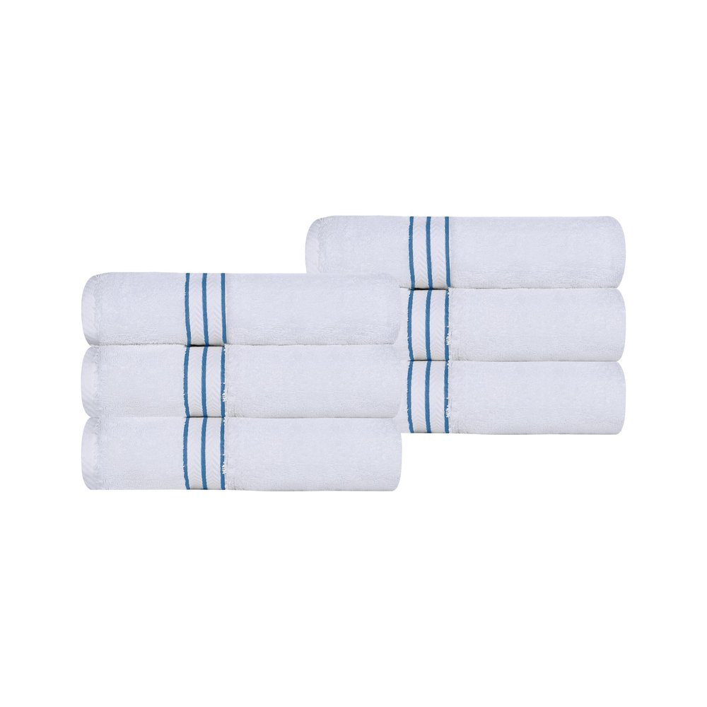 BNM Turkish Cotton Luxury Towels - Master & Guest Bath, Fast Drying, Absorbent, Heavyweight, 6 Piece Hand Towel Set, Light Blue