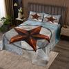 Western Texas Star Kids Bedspread King Size,Old Wooden Plank Barn Retro Coverlet Set,Girls Boys Adults Room Decor,Cowboy Rustic Farmhouse Quilted Coverlet,Blue Brown Bedding Quilt,2 Pillowcases view 1