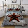 Western Texas Star Kids Bedspread King Size,Old Wooden Plank Barn Retro Coverlet Set,Girls Boys Adults Room Decor,Cowboy Rustic Farmhouse Quilted Coverlet,Blue Brown Bedding Quilt,2 Pillowcases view 2