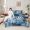 Lake House Kids Comforter Set King Size,Paddle Fishing Marbled Cabin Bedding Set,Girls Boys Adults Room Decor,Wooden Plank Rustic Farmhouse Down Comforter,Blue Dreamy Duvet Insert,2 Pillowcases view 1