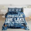 Lake House Kids Comforter Set King Size,Paddle Fishing Marbled Cabin Bedding Set,Girls Boys Adults Room Decor,Wooden Plank Rustic Farmhouse Down Comforter,Blue Dreamy Duvet Insert,2 Pillowcases view 4