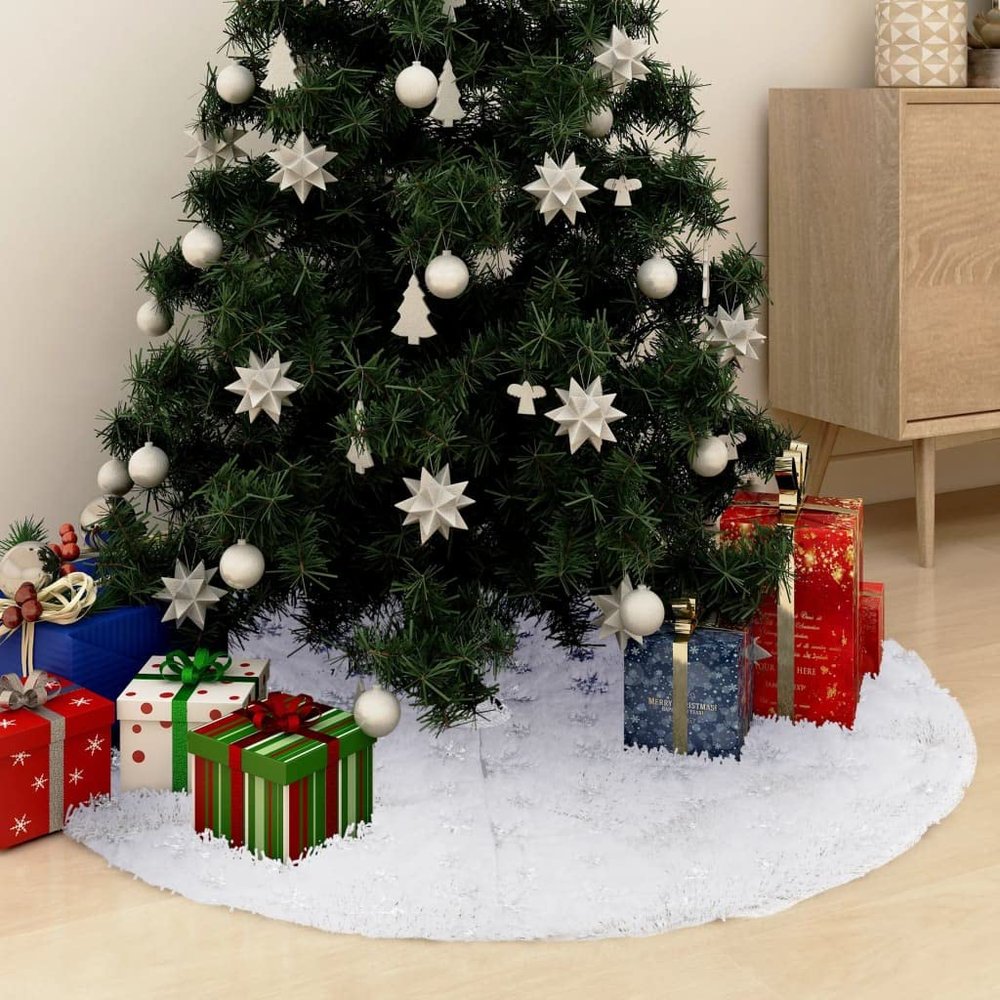 CUMYZO Luxury Christmas Tree Skirt White 48" Faux 0.5kg/1.1ib Christmas Tree Skirts