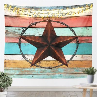 Western Texas Star Kids Tapestry,Wooden Barn Rustic Farmhouse Wall Tapestries,Girls Boys Adults Room Decor,Cowboy Tribal Ethnic Wall Hanging,Colorful Retro Home Wall Decor,XLarge 70.9 x 92.5 Inches