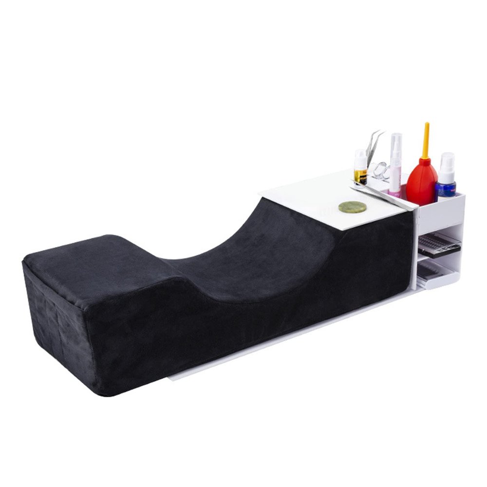 ZJchao U Shape Eyelash Extension Neck Pillow, Memory Foam Bed Pillow for Lash Extension Grafting & Makeup, Comfortable Support with Two Tool Pockets on Each Side