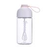 PC Material Blender Cup 360ml portable food grade shaker cup, protein powder, milk powder transparent blender cup White lid + pink drawstring view 1