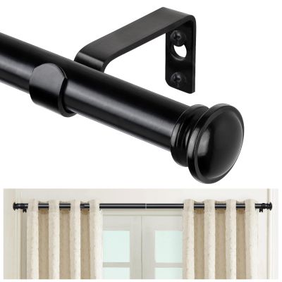 TONIAL Curtain Rod 32 to 58 Inch(2.6-4.8ft), Telescoping Splicing 3/4 Drapery Rods for Windows 20 to 53 Inch(1.7-4.4ft), Decorative Single Rod with Small Cap Finial, Black