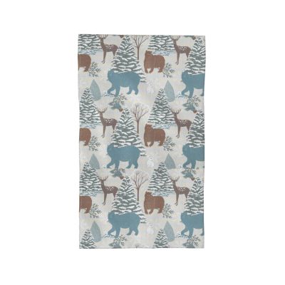 Winter Christmas Forest Animal Bear Elk Hand Towels Set of 2, Super-Absorbent Soft Hand Towels for Bathroom Hotel Gym and Spa 27.5x15.7 Inch