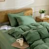 JELLYMONI Cotton Duvet Cover Super King Size - Green Comforter Cover with Button 100% Washed Cotton 3PCS Breathable Soft Solid Bedding Set Duvet Cover 11698in & 2 Pillowcases (NO Comforter) view 2