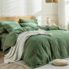 JELLYMONI Cotton Duvet Cover Super King Size - Green Comforter Cover with Button 100% Washed Cotton 3PCS Breathable Soft Solid Bedding Set Duvet Cover 11698in & 2 Pillowcases (NO Comforter) view 3