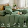 JELLYMONI Cotton Duvet Cover Super King Size - Green Comforter Cover with Button 100% Washed Cotton 3PCS Breathable Soft Solid Bedding Set Duvet Cover 11698in & 2 Pillowcases (NO Comforter) view 4