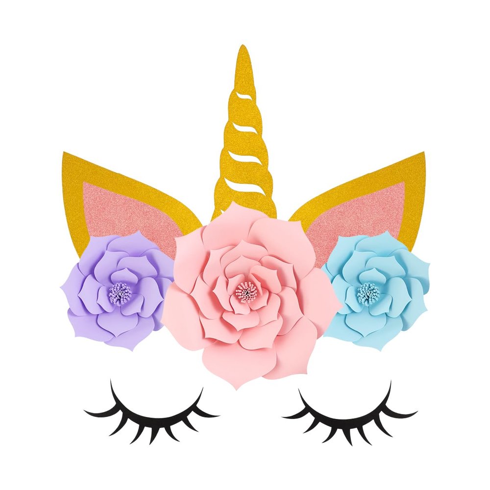 Girl Birthday Party Decorations Wall Decor DIY Crafts Sticker with Horn Ears Eyelashes Christmas Birthday Party Supplies