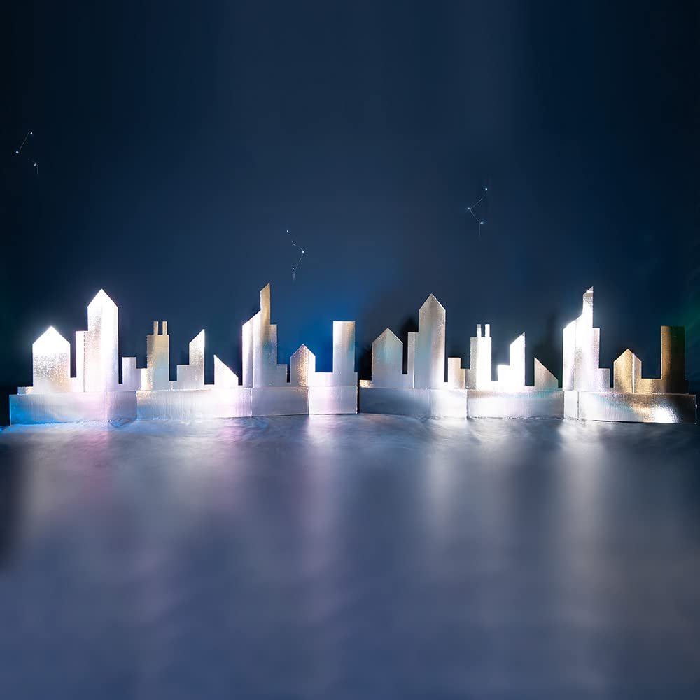 Anderson's Shiny Silver City Skyline Decorative Kit, Set of 2, Event Dcor, Silver Decorations