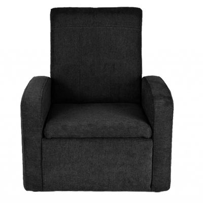 HomeRoots Kids Black Comfy Upholstered Recliner Chair with Storage
