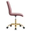 Modway Prim Armless Performance Velvet Office Chair in Gold Dusty Rose view 4
