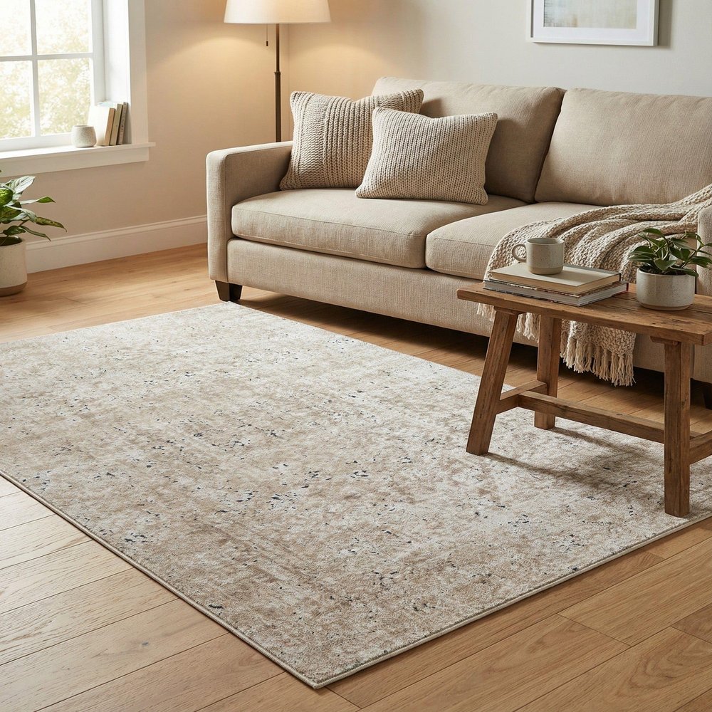 Rugs.com Eliza Collection Rug 3' 3 x 5' 3 Beige Low Rug Perfect for Entryways, Kitchens, Breakfast Nooks, Accent Pieces