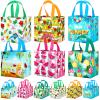 Woanger 32 Pcs Hawaii Gift Bags Bulk Summer Luau Party Favor Bags Beach Watermelon Pineapple Flamingo Theme Non Woven Tropical Goodies Bags with Handles for Hawaiian Pool Party Supplies view 1