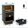 LITTLE TREE LED Nightstands, Black Wood Nightstand with Led Lights, End Table with 2 Drawers for Bedroom, Living Room view 3