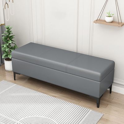 PU Storage Ottoman Bench, Premium Storage End of Bed Modern Upholstered Bench with Large Storage Space, Safety Hinge, Metal Gold Legs, for Entryway, Living Room, Bedroom,B,90 * 40 * 43cm