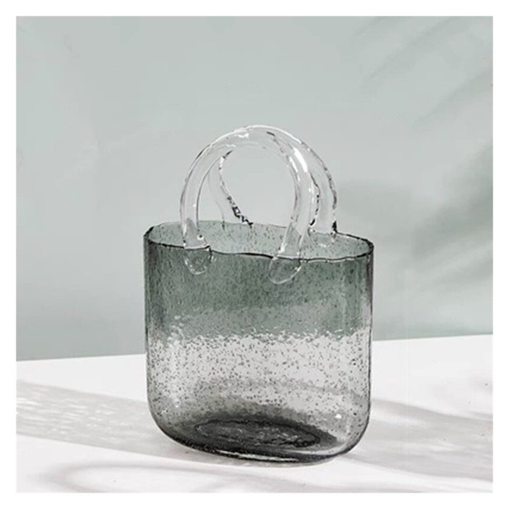 DYPASA Vase Bags Glass Vases Hand-held Flower Baskets Transparent Ornaments Water Cultured Flower Arrangements Creative Living Room Nordic Flower Vase (Color : 1)