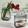 DYPASA Vase Bags Glass Vases Hand-held Flower Baskets Transparent Ornaments Water Cultured Flower Arrangements Creative Living Room Nordic Flower Vase (Color : 1) view 3