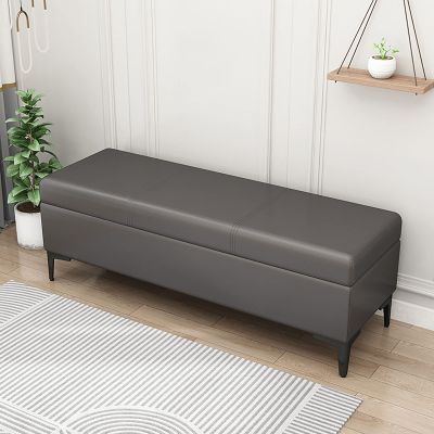 PU Storage Ottoman Bench, Premium Storage End of Bed Modern Upholstered Bench with Large Storage Space, Safety Hinge, Metal Gold Legs, for Entryway, Living Room, Bedroom,C,90 * 40 * 43cm