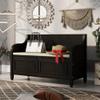 P PURLOVE 42 Inch Rustic Style Storage Bench with Safety Hinge,Solid Wood Entryway Multifunctional Storage Bench Shoe Bench with Removable Cushion for Living Room,Bedroom view 1