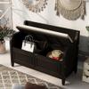 P PURLOVE 42 Inch Rustic Style Storage Bench with Safety Hinge,Solid Wood Entryway Multifunctional Storage Bench Shoe Bench with Removable Cushion for Living Room,Bedroom view 3
