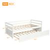 Harper & Bright Designs Twin Daybed with Trundle, Twin Size Wood Platform Bed Frame, Sofa Bed for Living Room,Guest Room, No Box Spring Needed,White view 2