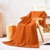 Bnuitland Burnt Orange Flannel Throw (50X70 inches) with Storage Pouch,300GSM Super Soft Fleece Stripe Pattern Sofa Blanket for Adults and Kids, Lightweight Cozy Bed Throw for Home Decor All Season view 3