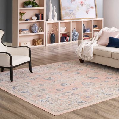 Rugs.com Whitney Collection Rug 8' Square Powder Pink Low Rug Perfect for Living Rooms, Kitchens, Entryways