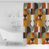 Fabric Shower Curtain 36x78 Inch, Mid Century Orange Brown Sage Green Abstract Retro Geometric Modern Shower Curtain for Bathroom Bathtubs,Waterproof Bath Curtain Sets Decorative Bathroom Accessories view 2