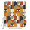 Fabric Shower Curtain 36x78 Inch, Mid Century Orange Brown Sage Green Abstract Retro Geometric Modern Shower Curtain for Bathroom Bathtubs,Waterproof Bath Curtain Sets Decorative Bathroom Accessories view 4