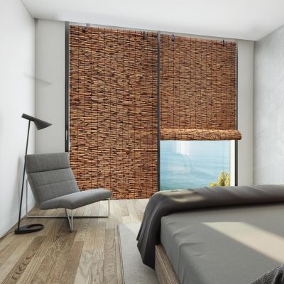 Bamboo Shades 10" 18" 20" 23" 32" 34" 35" 36" 38" 40" 42" 45" 52" 55" 57" 60" 64" 72"width Cordless Reed Window Blind Energy Efficient for Grill Gazebo Sun Room Back ( Color : Brown , Size : 57x59in(W