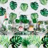 Rtteri 171 Pcs Hawaiian Luau Party Supplies Tropical Palm Leaves Tableware 24 Disposable Dinnerware Set with Plate Napkins Tablecloth for Summer Pool Beach Cocktail Birthday Party view 3