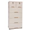 Beige Plastic Storage Cabinet with 6 Drawers and Lock, Wheels, and Large Capacity - Ideal for Small Spaces, Easy to Assemble and Clean - Perfect for Bedroom, Nursery, and Playroom Organization view 1