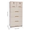 Beige Plastic Storage Cabinet with 6 Drawers and Lock, Wheels, and Large Capacity - Ideal for Small Spaces, Easy to Assemble and Clean - Perfect for Bedroom, Nursery, and Playroom Organization view 3
