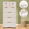 Beige Plastic Storage Cabinet with 6 Drawers and Lock, Wheels, and Large Capacity - Ideal for Small Spaces, Easy to Assemble and Clean - Perfect for Bedroom, Nursery, and Playroom Organization view 4