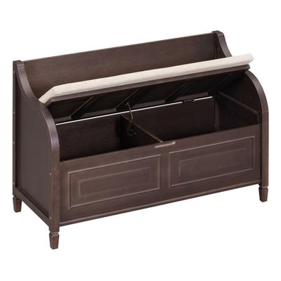 LUMISOL Storage Bench with Drawers Entryway Bench Accent Furniture Chest Organizezr with Safety Hinge and Seating Cushion (Espresso)