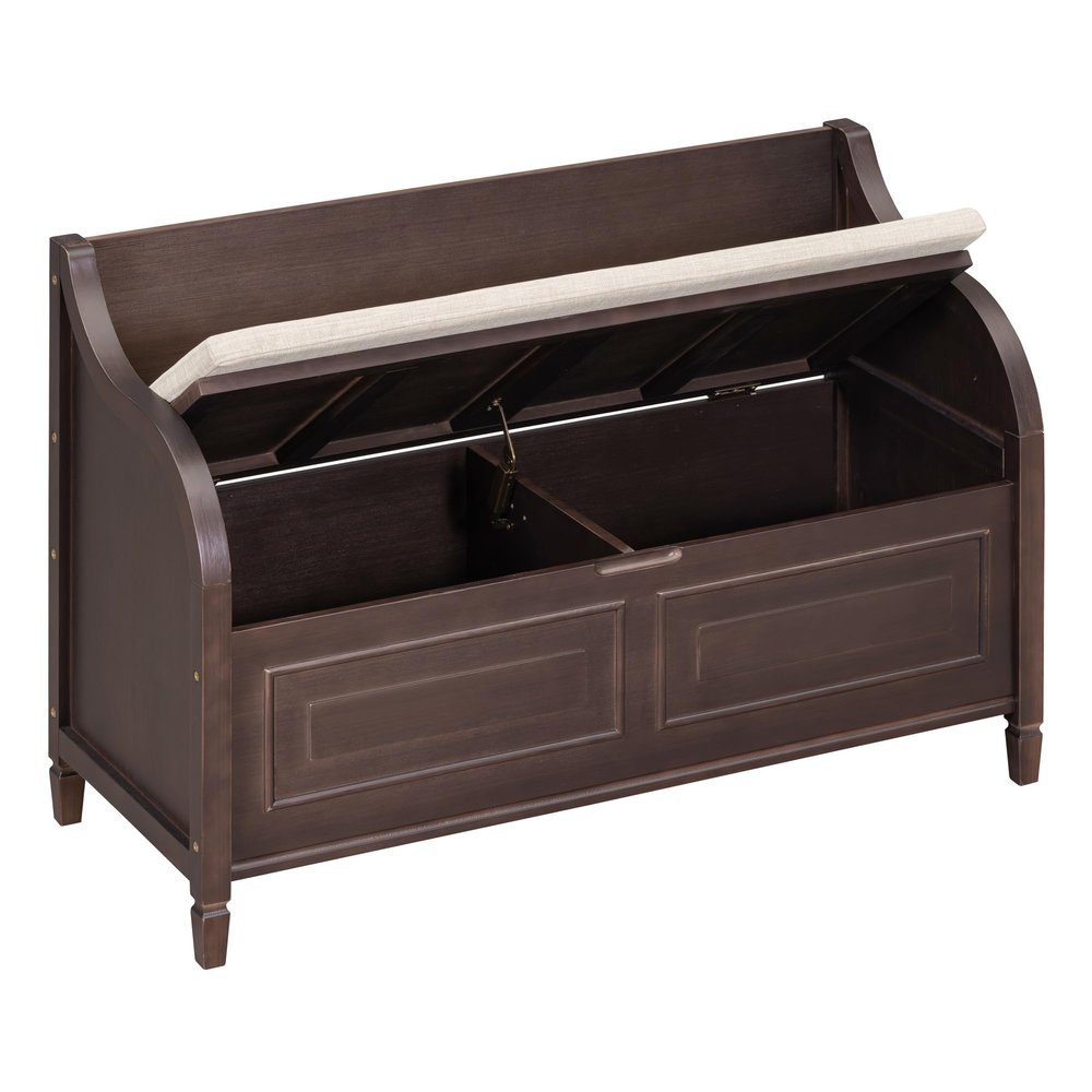 LUMISOL Storage Bench with Drawers Entryway Bench Accent Furniture Chest Organizezr with Safety Hinge and Seating Cushion (Espresso)