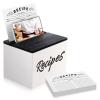 Hoteam Wooden Recipe Box with Cards Rustic Wood Recipe Card Holder with 50 Pcs 5 x 7 Cards Set Farmhouse Organization Box with Dual Slots for Phone Kitchen Decoration(White) view 1