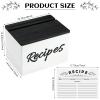 Hoteam Wooden Recipe Box with Cards Rustic Wood Recipe Card Holder with 50 Pcs 5 x 7 Cards Set Farmhouse Organization Box with Dual Slots for Phone Kitchen Decoration(White) view 2