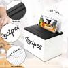 Hoteam Wooden Recipe Box with Cards Rustic Wood Recipe Card Holder with 50 Pcs 5 x 7 Cards Set Farmhouse Organization Box with Dual Slots for Phone Kitchen Decoration(White) view 3