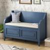 LUMISOL Upholstered Storage Ottoman, Solid Wood Storage Bench with Lift Top and Drawers Entryway Bench with Safety Hinge and Seating Cushion (Antique Navy) view 1