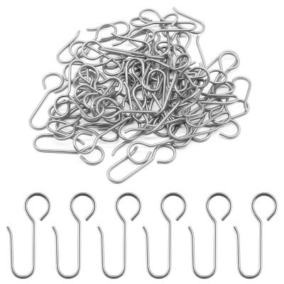 Hordion 60pcs Metal Curtain Track Hooks S-Shaped, Small Ceiling Curtain Track Hooks Shower Curtain Hooks, Drape Curtain Wire Hooks for Bathroom Shower Ceiling Curtain Drape Track (Silver)