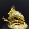 Brass Golden 3D Water-Absorbing Dragon Statue, Chinese Zodiac Dragon Figurine Sculpture Home Office Charm Feng Shui Decorative Copper Crafts Collection view 3