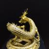 Brass Golden 3D Water-Absorbing Dragon Statue, Chinese Zodiac Dragon Figurine Sculpture Home Office Charm Feng Shui Decorative Copper Crafts Collection view 4