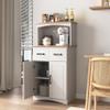 Aisurun Kitchen Pantry Storage Cabinet Bar Cabinet Cupboard with Storage Drawers and Adjustable Shelf, Microwave Cabinet with Open Space for Kitchen Dining Room Living Room, White view 3