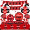 Red Graduation Party Supplies Graduation Party Decorations Serve 24 Disposable Dinnerware Tableware Napkins Cups Tablecloth Plates Banner Balloons for Congrats Class of 2025 College High School Party view 1